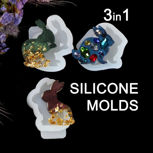 Rabbit Trio: 3-in-1 Silicone Mold for Resin Jewelry