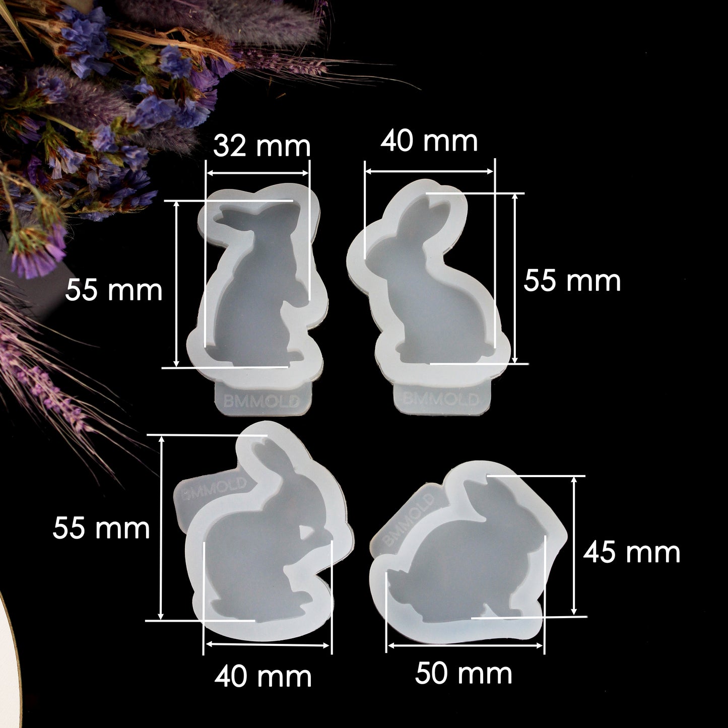 Bunny Resin Mold Set: 3pcs Different Rabbit Shaped Epoxy Jewelry Making Molds