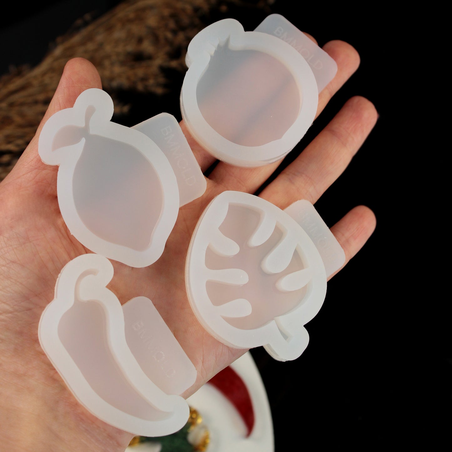 Tropical Delights: Lemon, Pomegranate, Chili Pepper, and Monster Leaf Silicone Molds Set