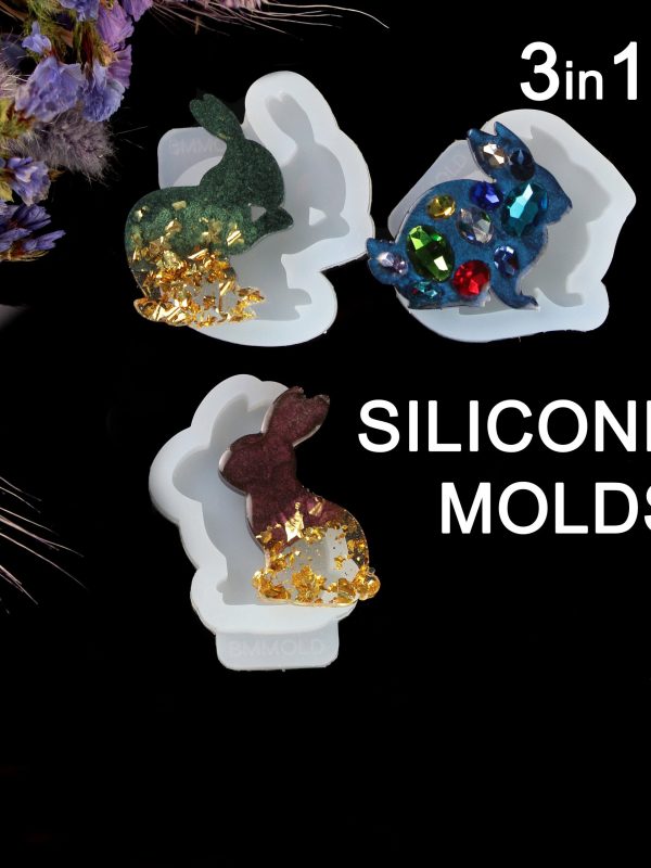 Bunny Resin Mold Set: 3pcs Different Rabbit Shaped Epoxy Jewelry Making Molds