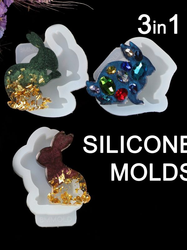Rabbit Trio: 3-in-1 Silicone Mold for Resin Jewelry